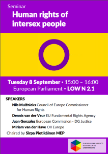 Poster of the a discussion with Nils Muižnieks, Council of Europe Commissioner for Human Rights in the European Parliament in ”ª#”ŽStrasbourg”¬ on 8 September 2015